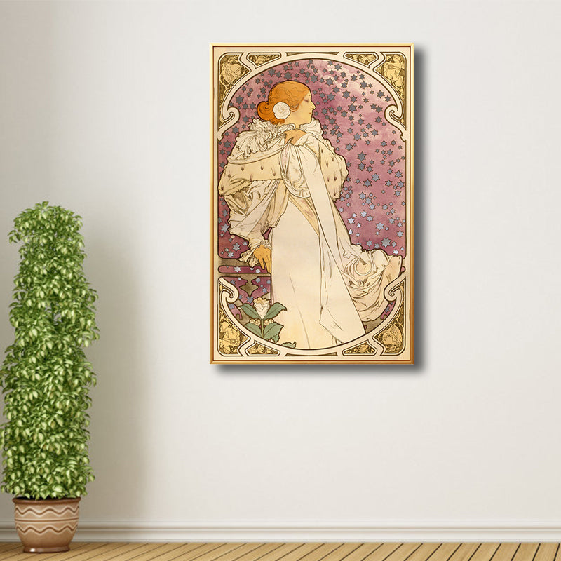 Art Nouveau Religion Canvas Pastel Color Painting Print Woman Wall Decor for Home Purple Clearhalo 'Arts' 'Canvas Art' 1808166