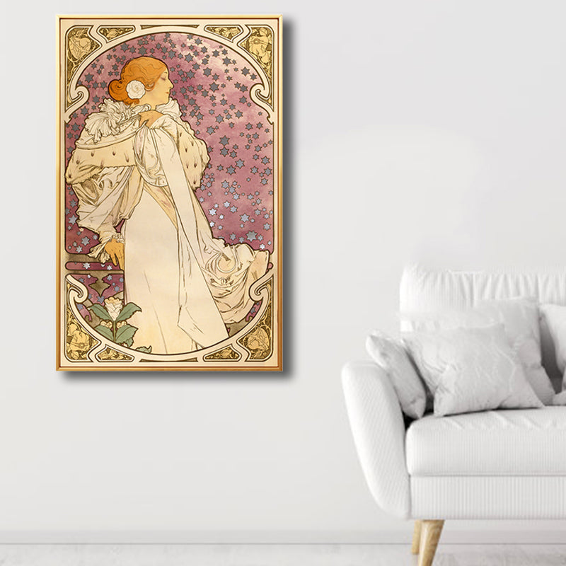 Art Nouveau Religion Canvas Pastel Color Painting Print Woman Wall Decor for Home Clearhalo 'Arts' 'Canvas Art' 1808167