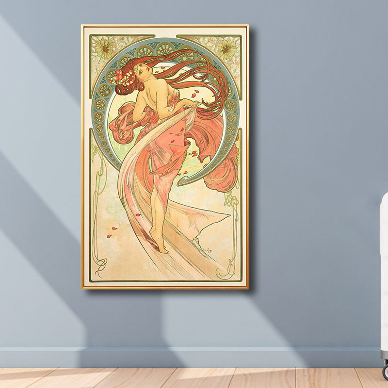 Art Nouveau Religion Canvas Pastel Color Painting Print Woman Wall Decor for Home Pink Clearhalo 'Arts' 'Canvas Art' 1808173