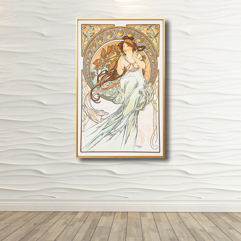 Art Nouveau Religion Canvas Pastel Color Painting Print Woman Wall Decor for Home Brown Clearhalo 'Arts' 'Canvas Art' 1808177