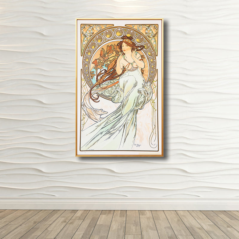 Art Nouveau Religion Canvas Pastel Color Painting Print Woman Wall Decor for Home - Brown - Clearhalo - 'Arts' - 'Canvas Art' - 1808177