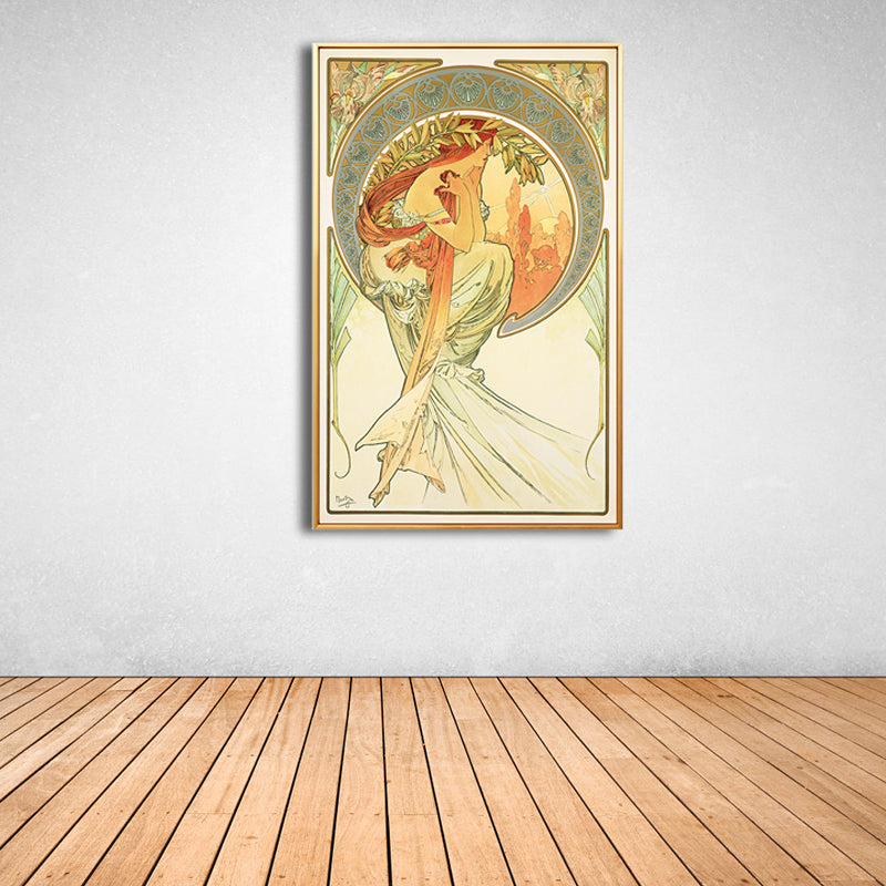 Art Nouveau Religion Canvas Pastel Color Painting Print Woman Wall Decor for Home Clearhalo 'Arts' 'Canvas Art' 1808182