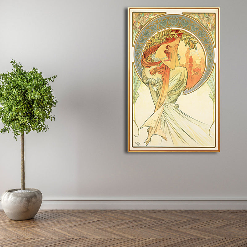 Art Nouveau Religion Canvas Pastel Color Painting Print Woman Wall Decor for Home Clearhalo 'Arts' 'Canvas Art' 1808183