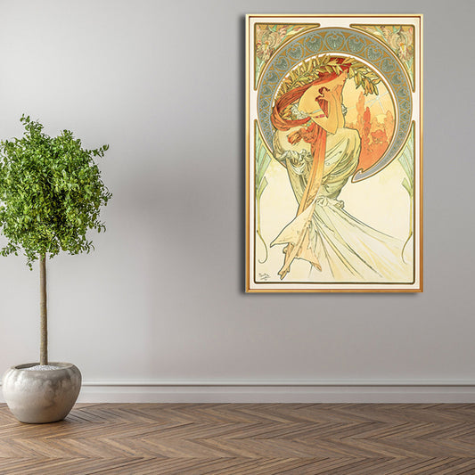 Art Nouveau Religion Canvas Pastel Color Painting Print Woman Wall Decor for Home - Clearhalo - 'Arts' - 'Canvas Art' - 1808183