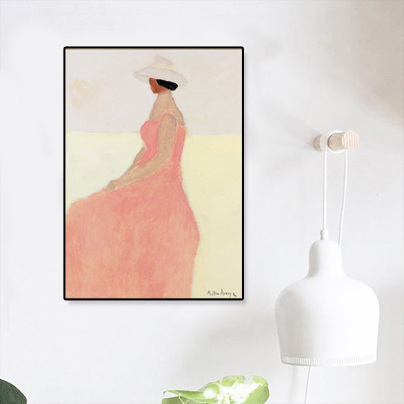 Modern Woman Canvas Print Pastel Color Textured Wall Art Decor for House Interior - Clearhalo - 'Arts' - 'Canvas Art' - 1808193