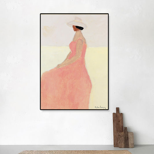Modern Woman Canvas Print Pastel Color Textured Wall Art Decor for House Interior - Clearhalo - 'Arts' - 'Canvas Art' - 1808194