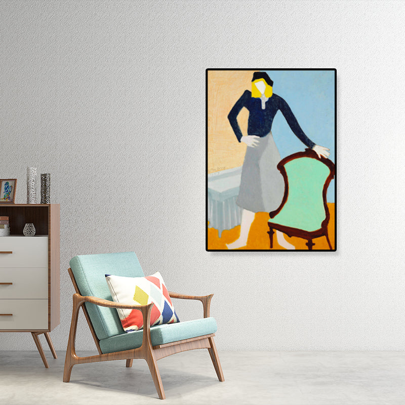 Modern Woman Canvas Print Pastel Color Textured Wall Art Decor for House Interior - Clearhalo - 'Arts' - 'Canvas Art' - 1808200