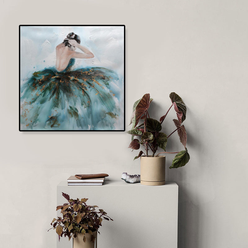 Glam Canvas Print Soft Color Dressing Girl Wall Art Decor, Multiple Sizes Available Blue Clearhalo 'Arts' 'Canvas Art' 1808207