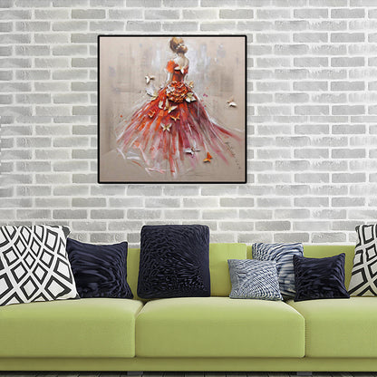 Glam Canvas Print Soft Color Dressing Girl Wall Art Decor, Multiple Sizes Available Red Clearhalo 'Arts' 'Canvas Art' 1808219