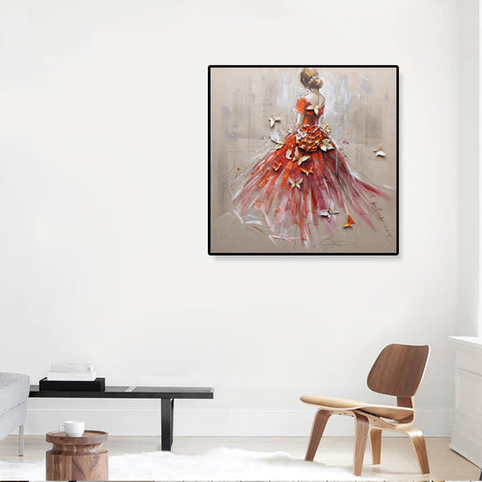 Glam Canvas Print Soft Color Dressing Girl Wall Art Decor, Multiple Sizes Available