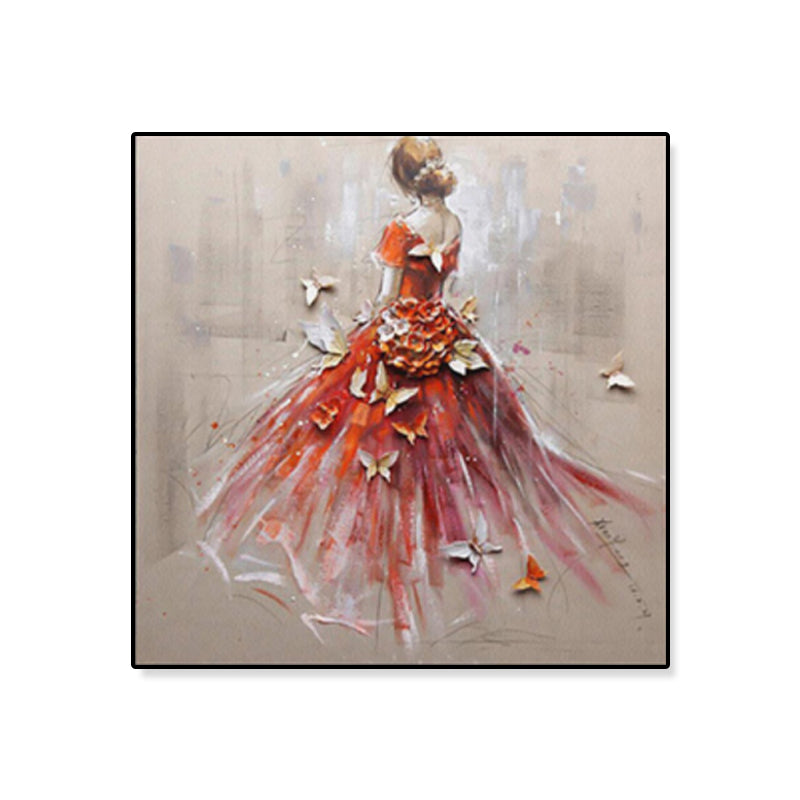 Glam Canvas Print Soft Color Dressing Girl Wall Art Decor, Multiple Sizes Available Clearhalo 'Arts' 'Canvas Art' 1808222