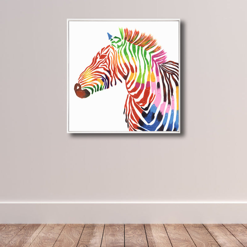 Pop Art Style Zebra Canvas Print Light Color Textured Wall Decor for Living Room Red Clearhalo 'Arts' 'Canvas Art' 1808243