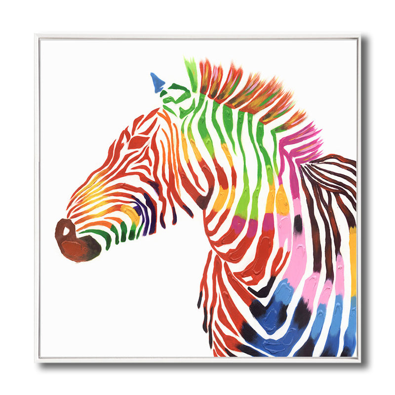 Pop Art Style Zebra Canvas Print Light Color Textured Wall Decor for Living Room Clearhalo 'Arts' 'Canvas Art' 1808246