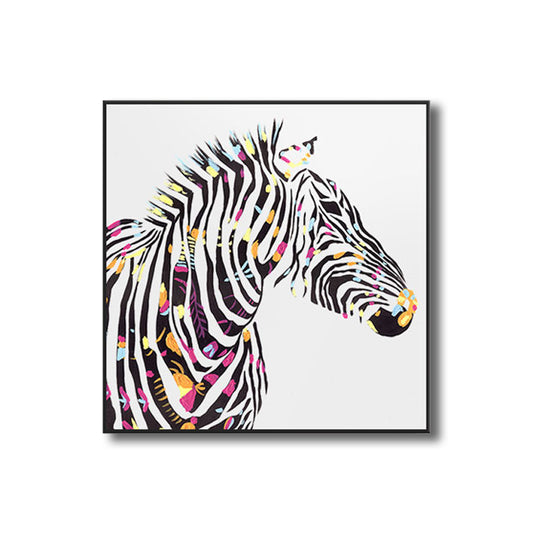 Pop Art Style Zebra Canvas Print Light Color Textured Wall Decor for Living Room Clearhalo 'Arts' 'Canvas Art' 1808253