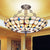Vintage Bowl Ceiling Light Stained Glass 4 Heads Jewel Semi Flush Ceiling Fixture in Beige Beige Clearhalo 'Ceiling Lights' 'Chandeliers' 'Close To Ceiling Lights' 'Close to ceiling' 'Semi-flushmount' 'Tiffany close to ceiling' 'Tiffany' Lighting' 180825