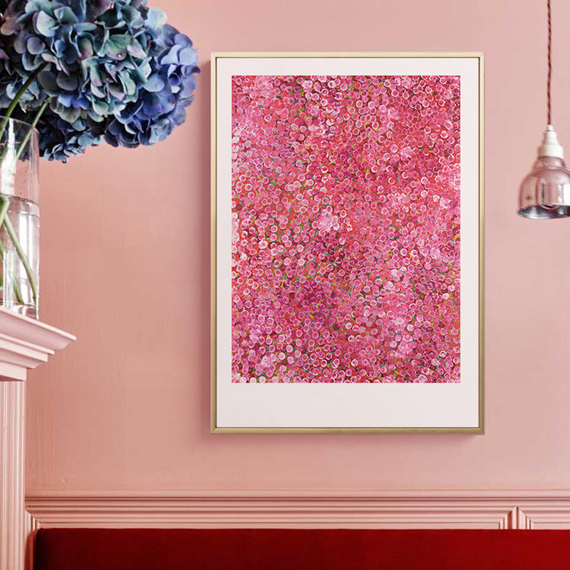 Country Illustration Flowers Art Print Canvas Textured Pink Wall Decor for Hallway Pink Clearhalo 'Art Gallery' 'Canvas Art' 'Country Art Gallery' 'French Country' 'Rustic' Arts' 1808269