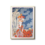 Illustration Figure Canvas Art Vintage Textured Living Room Wall Decor in Blue-Orange Clearhalo 'Arts' 'Canvas Art' 1808279