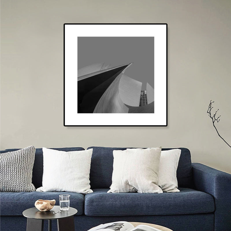 Grey Skyscraper Wall Art Architecture Contemporary Textured Canvas Print for Home Grey Clearhalo 'Art Gallery' 'Canvas Art' 'Contemporary Art Gallery' 'Modern' Arts' 1808358