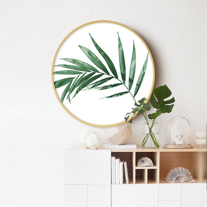 Illustration Leaves Wall Art Decor Pastel Color Modern Canvas Print for House Interior Green Clearhalo 'Art Gallery' 'Canvas Art' 'Contemporary Art Gallery' 'Modern' Arts' 1808370
