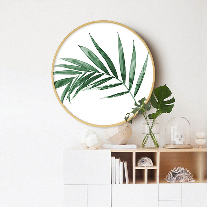 Illustration Leaves Wall Art Decor Pastel Color Modern Canvas Print for House Interior Green Clearhalo 'Art Gallery' 'Canvas Art' 'Contemporary Art Gallery' 'Modern' Arts' 1808370