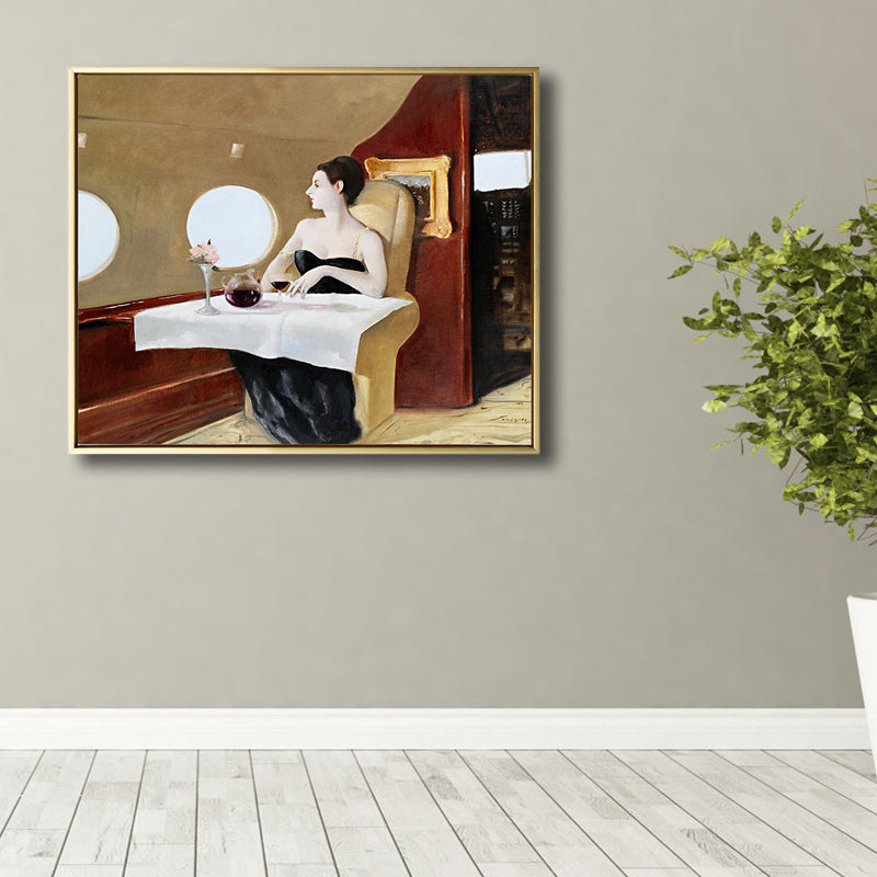 Oil Painting Woman Canvas Art Nouveau Excellent Entertainment Wall Decor, Dark Color Clearhalo 'Arts' 'Canvas Art' 1808391