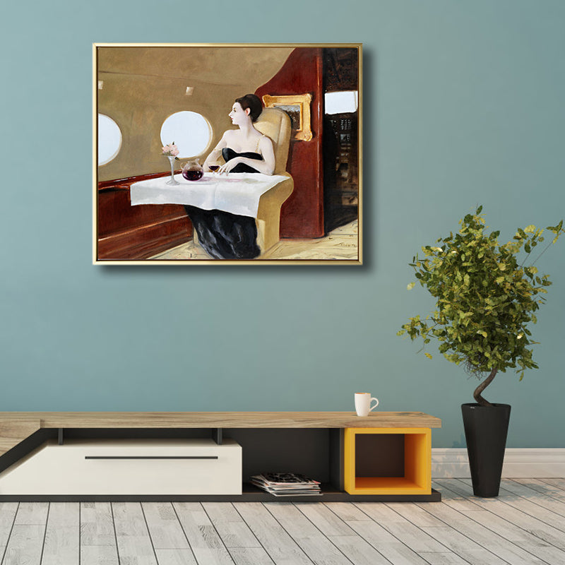 Oil Painting Woman Canvas Art Nouveau Excellent Entertainment Wall Decor, Dark Color Clearhalo 'Arts' 'Canvas Art' 1808392