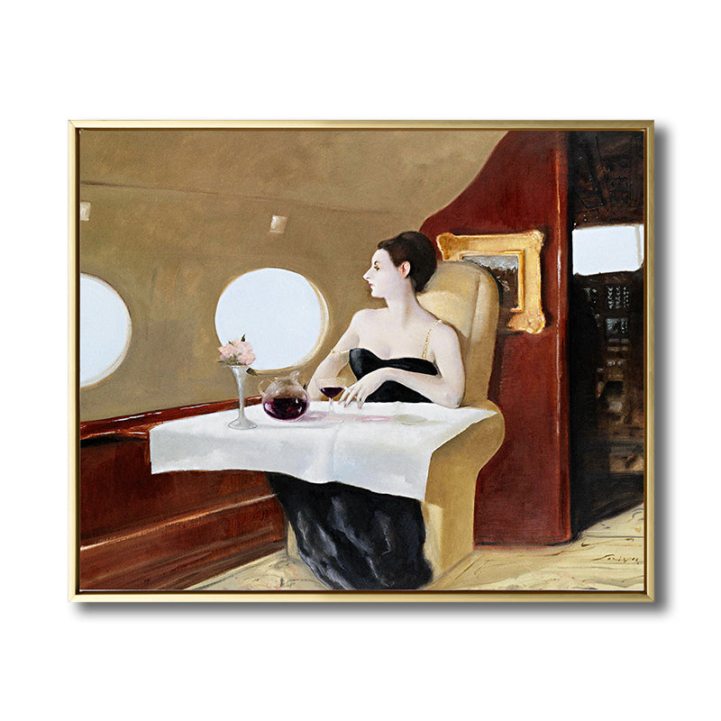 Oil Painting Woman Canvas Art Nouveau Excellent Entertainment Wall Decor, Dark Color Clearhalo 'Arts' 'Canvas Art' 1808393