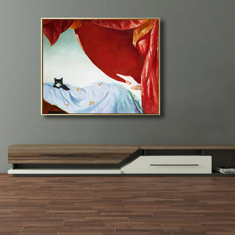 Oil Painting Woman Canvas Art Nouveau Excellent Entertainment Wall Decor, Dark Color Red Clearhalo 'Arts' 'Canvas Art' 1808397