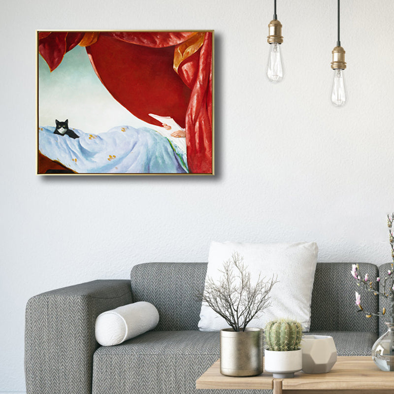 Oil Painting Woman Canvas Art Nouveau Excellent Entertainment Wall Decor, Dark Color Clearhalo 'Arts' 'Canvas Art' 1808399