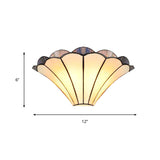 Scalloped Wall Lamp Traditional 2 Lights Stained Glass Wall Sconce Light with Flared Shade Clearhalo 'Industrial' 'Middle century wall lights' 'Tiffany wall lights' 'Tiffany' 'Wall Lamps & Sconces' 'Wall Lights' Lighting' 180843