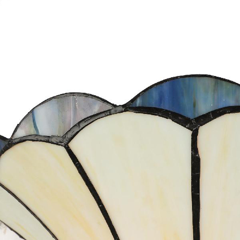 Scalloped Wall Lamp Traditional 2 Lights Stained Glass Wall Sconce Light with Flared Shade Clearhalo 'Industrial' 'Middle century wall lights' 'Tiffany wall lights' 'Tiffany' 'Wall Lamps & Sconces' 'Wall Lights' Lighting' 180845