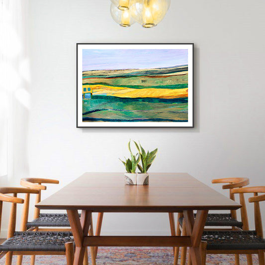 Stunning Farmfield View Canvas House Interior Scenery Wall Art Print in Soft Color Green