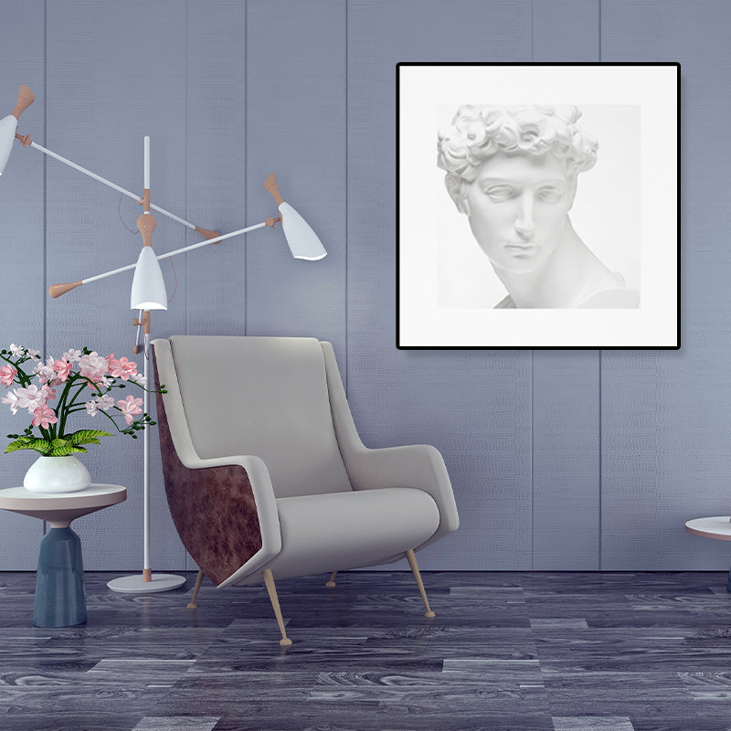 Minimalist Ancient Human Sculpture Canvas Light Color Textured Wall Art for Home White Clearhalo 'Arts' 'Canvas Art' 1808536