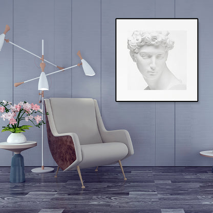 Minimalist Ancient Human Sculpture Canvas Light Color Textured Wall Art for Home White Clearhalo 'Arts' 'Canvas Art' 1808536