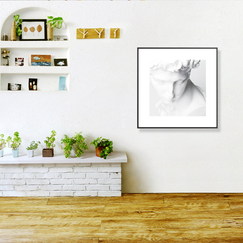 Minimalist Ancient Human Sculpture Canvas Light Color Textured Wall Art for Home Grey Clearhalo 'Arts' 'Canvas Art' 1808542