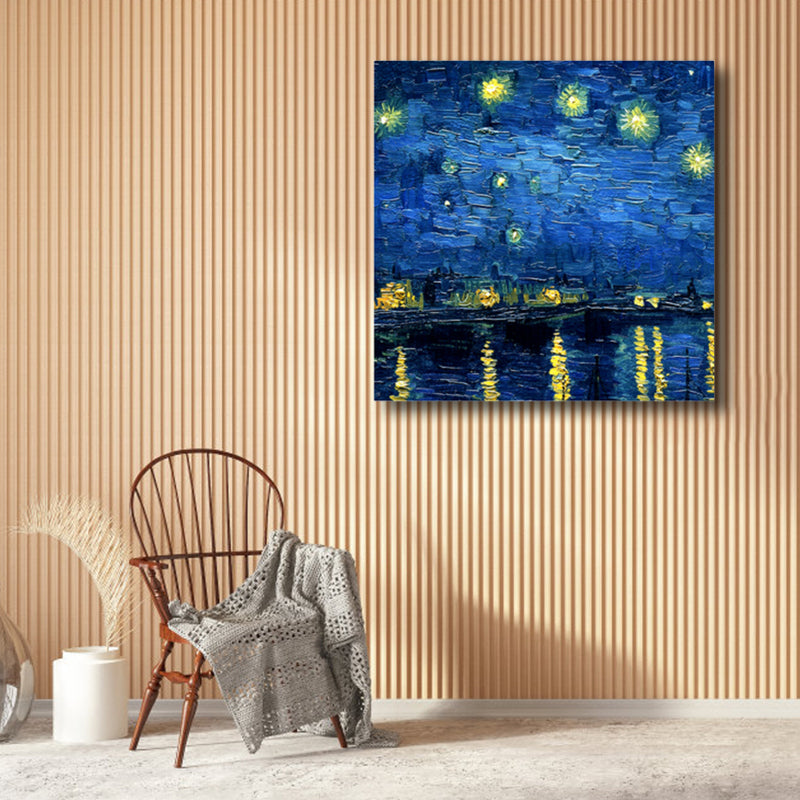 Van Gogh Nature Scenery Painting Traditional Canvas Wall Art Print in Soft Color Dark Blue Clearhalo 'Art Gallery' 'Canvas Art' 'Traditional' Arts' 1808546