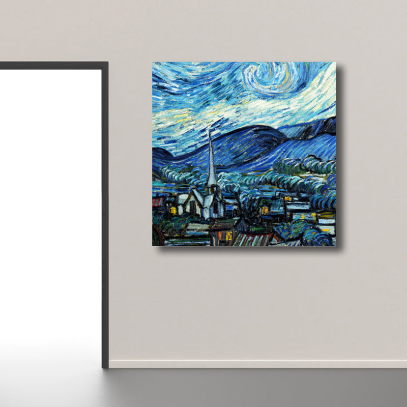 Van Gogh Nature Scenery Painting Traditional Canvas Wall Art Print in Soft Color Blue Clearhalo 'Art Gallery' 'Canvas Art' 'Traditional' Arts' 1808561