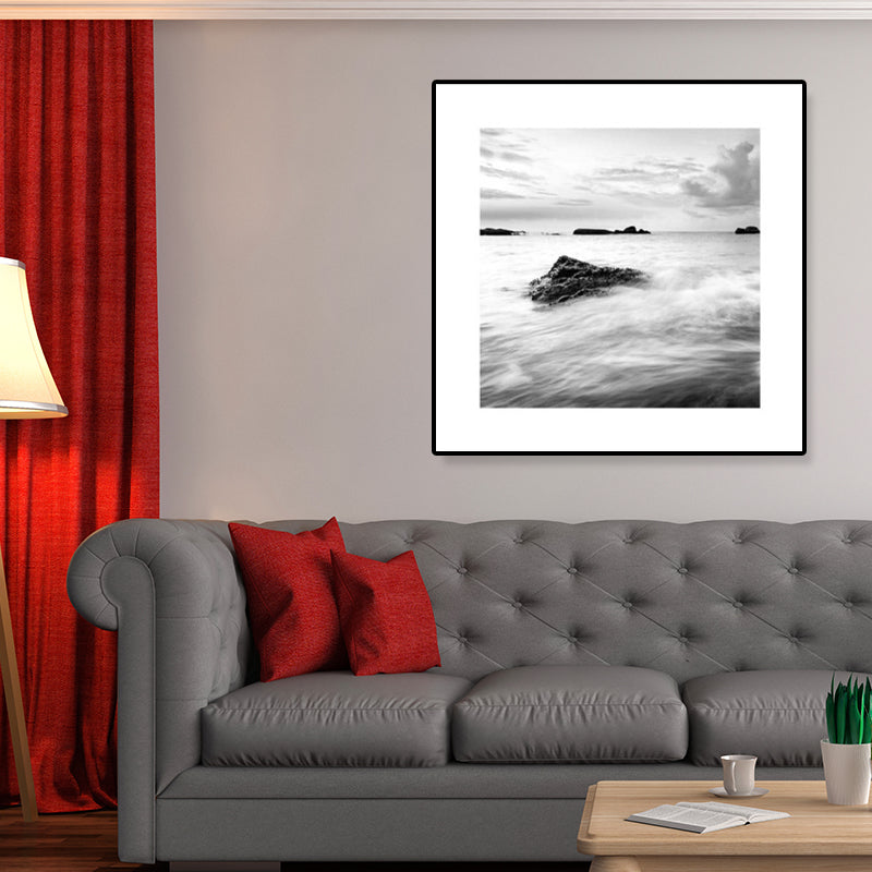 Photograph Ocean Canvas Print Dark Color Modern Wall Art Decor for House Interior White Clearhalo 'Art Gallery' 'Canvas Art' 'Contemporary Art Gallery' 'Modern' Arts' 1808579
