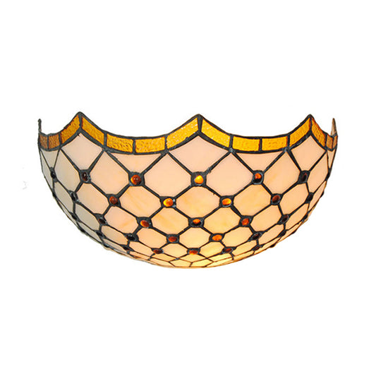 Traditional Bowl Wall Sconce Light with Jewelry Decoration 1 Light Bedroom Wall Lighting Clearhalo 'Industrial' 'Middle century wall lights' 'Tiffany wall lights' 'Tiffany' 'Wall Lamps & Sconces' 'Wall Lights' Lighting' 180858