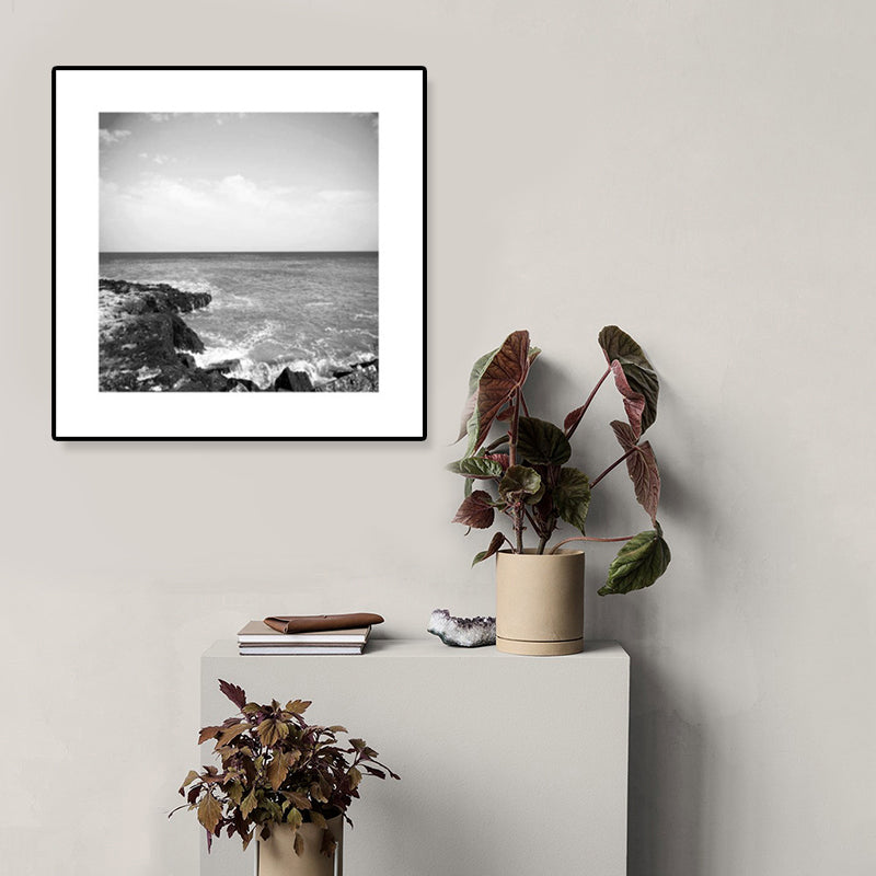 Photograph Ocean Canvas Print Dark Color Modern Wall Art Decor for House Interior Light Gray Clearhalo 'Art Gallery' 'Canvas Art' 'Contemporary Art Gallery' 'Modern' Arts' 1808595