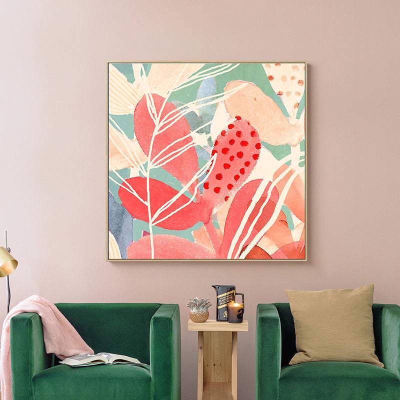 Modern Botanical Art Print Canvas Light Color Paintings Wall Decor, Multiple Sizes Red Clearhalo 'Art Gallery' 'Canvas Art' 'Contemporary Art Gallery' 'Modern' Arts' 1808618