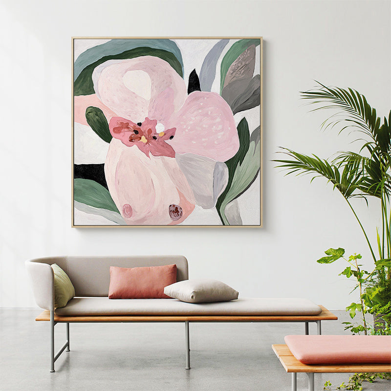 Modern Botanical Art Print Canvas Light Color Paintings Wall Decor, Multiple Sizes Pink Clearhalo 'Art Gallery' 'Canvas Art' 'Contemporary Art Gallery' 'Modern' Arts' 1808626