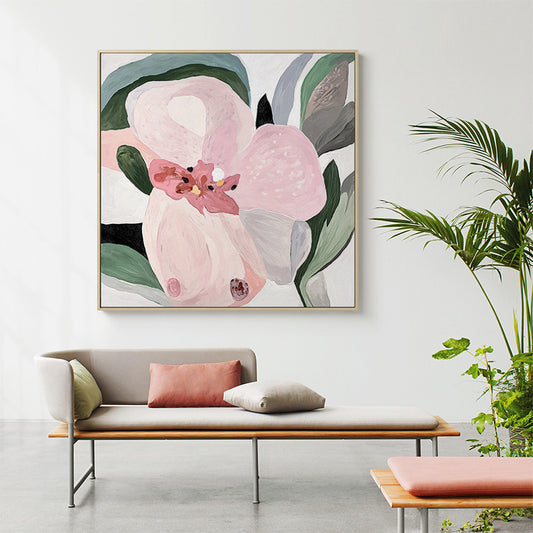 Modern Botanical Art Print Canvas Light Color Paintings Wall Decor, Multiple Sizes Pink