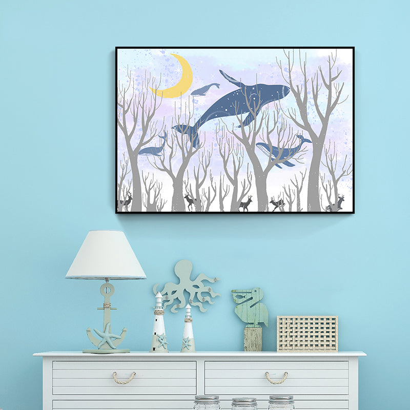 Children's Art Wild Deer Canvas Print Light Color Textured Wall Decor for Living Room White Clearhalo 'Art Gallery' 'Canvas Art' 'Kids' Arts' 1808650