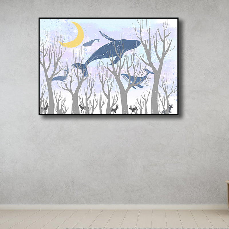 Children's Art Wild Deer Canvas Print Light Color Textured Wall Decor for Living Room Clearhalo 'Art Gallery' 'Canvas Art' 'Kids' Arts' 1808651