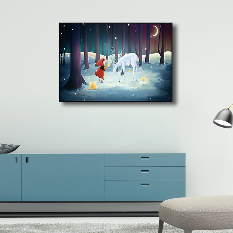 Children's Art Wild Deer Canvas Print Light Color Textured Wall Decor for Living Room Clearhalo 'Art Gallery' 'Canvas Art' 'Kids' Arts' 1808659