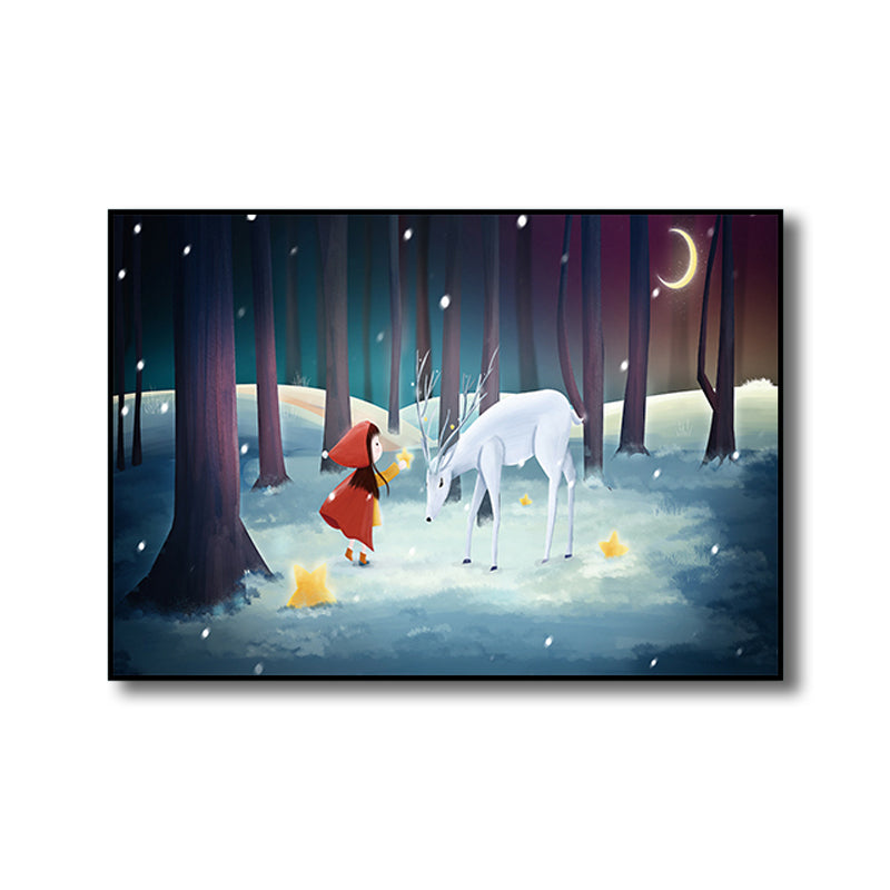 Children's Art Wild Deer Canvas Print Light Color Textured Wall Decor for Living Room Clearhalo 'Art Gallery' 'Canvas Art' 'Kids' Arts' 1808660