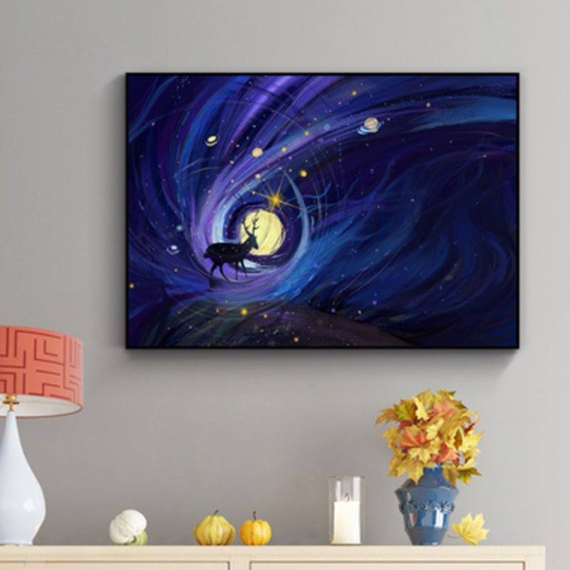 Children's Art Wild Deer Canvas Print Light Color Textured Wall Decor for Living Room Purple Clearhalo 'Art Gallery' 'Canvas Art' 'Kids' Arts' 1808661