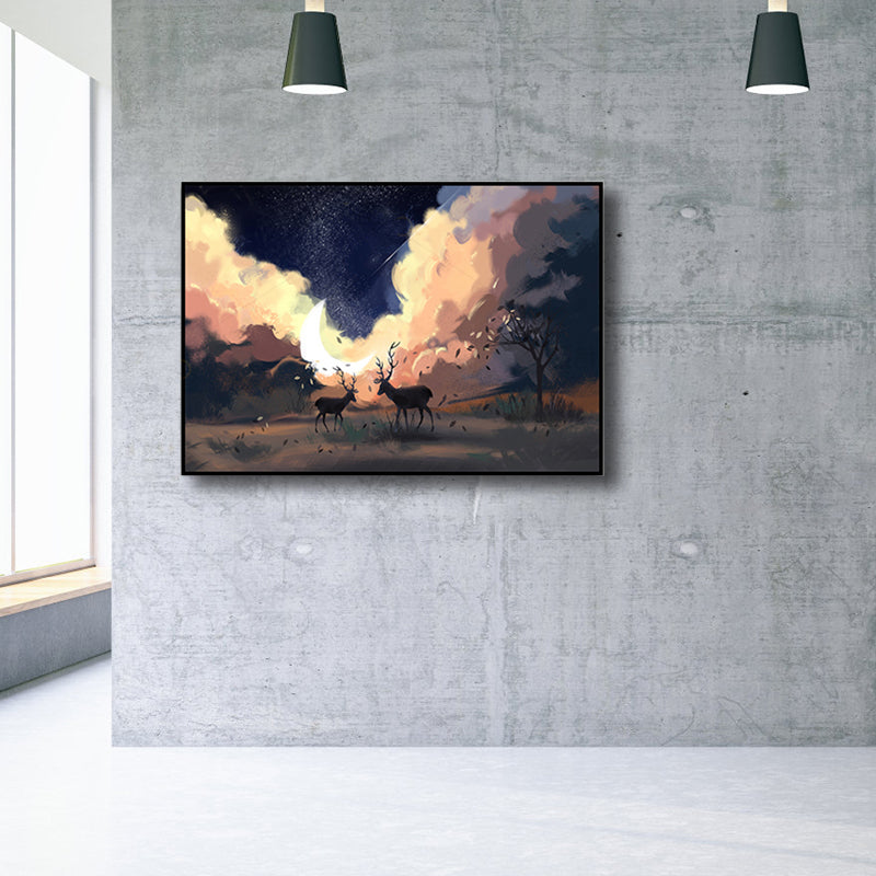 Children's Art Wild Deer Canvas Print Light Color Textured Wall Decor for Living Room Brown Clearhalo 'Art Gallery' 'Canvas Art' 'Kids' Arts' 1808665