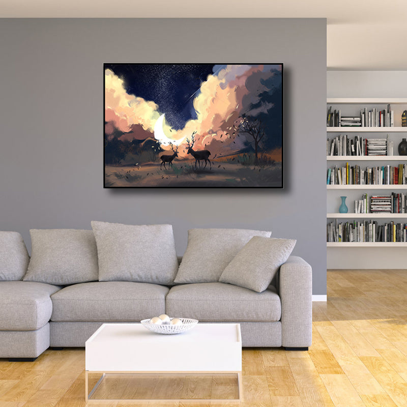 Children's Art Wild Deer Canvas Print Light Color Textured Wall Decor for Living Room Clearhalo 'Art Gallery' 'Canvas Art' 'Kids' Arts' 1808667